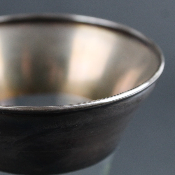 Vintage MCM Small Juice Carafe Clear w/ Silver Band