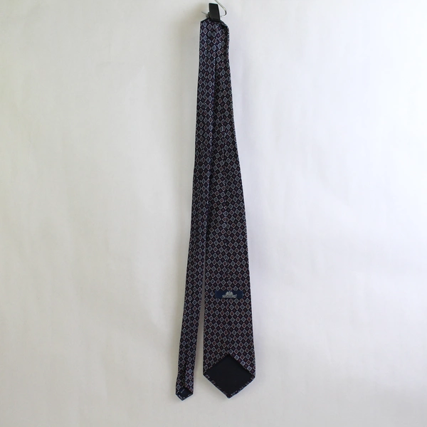 Stafford Navy Blue and Burgundy Diamond Pattern Men's Silk Necktie 61"