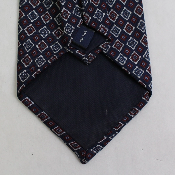 Stafford Navy Blue and Burgundy Diamond Pattern Men's Silk Necktie 61"