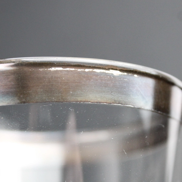 Set of 4 Vintage MCM Pilsner Glass Clear w/ Silver Band