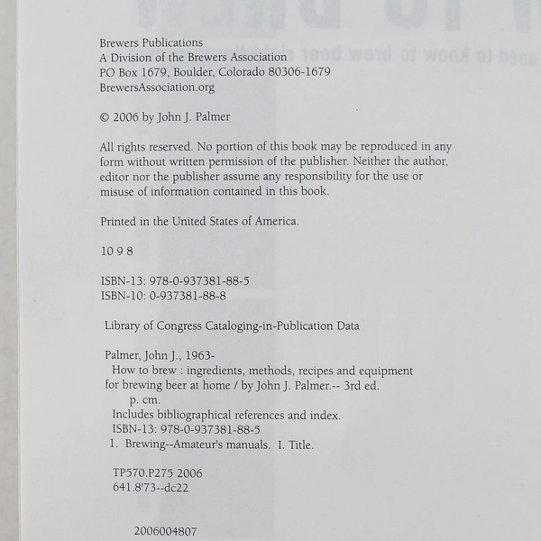 How to Brew by John J. Palmer 2006 Paperback - Great for Beginners!