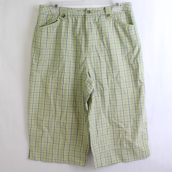 White Stag Stretch Green Plaid Cotton Capris Women's Size 10