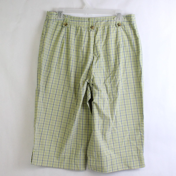 White Stag Stretch Green Plaid Cotton Capris Women's Size 10