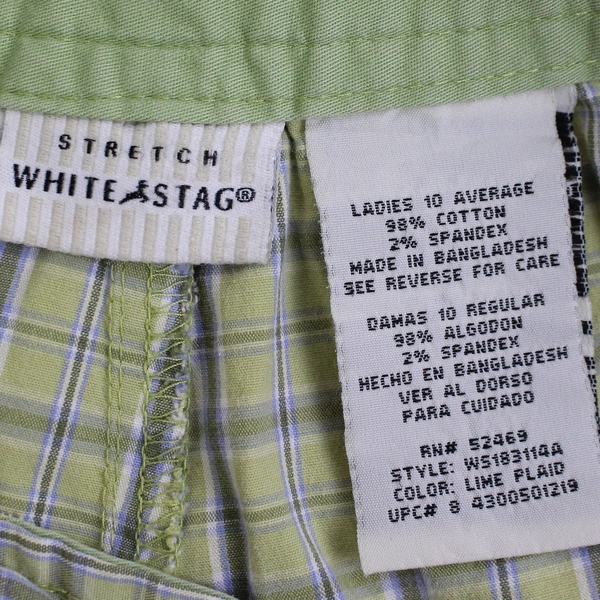 White Stag Stretch Green Plaid Cotton Capris Women's Size 10