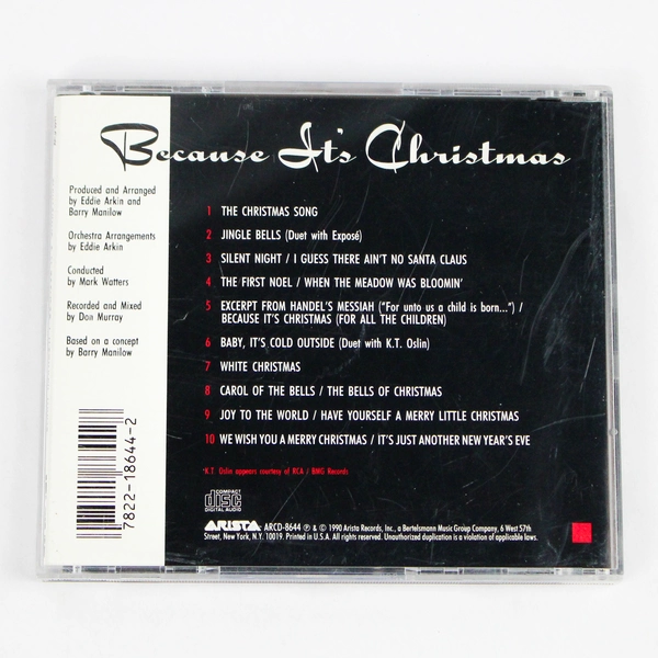 Because It's Christmas CD by Barry Manilow 1990 Arista