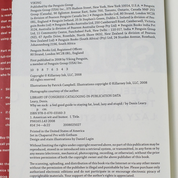Why We Suck: A Feel Good Guide by Denis Leary 2008 HC - Good Condition