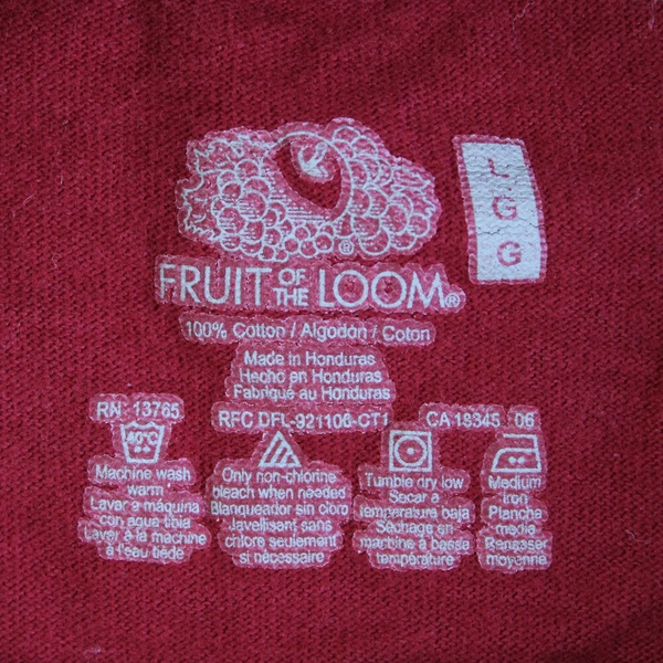 Fruit Of The Loom Solid Red Long-Sleeved Cotton T-Shirt Men's Size Large