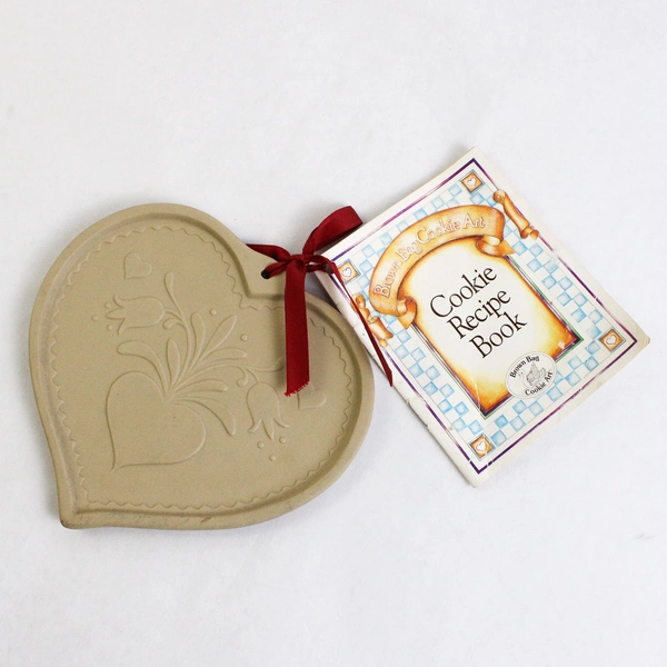 Vintage 1986 Brown Bag Cookie Art Floral Heart 5.5" x 5.75" Hill Designs