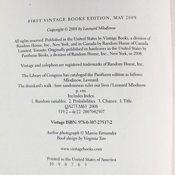 Drunkard's Walk How Randomness Rules Our Lives by Leonard Mlodinow 2009 Good