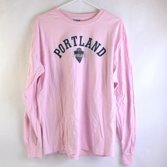 Gildan Ultra Cotton Pink Portland Oregon Long-Sleeved T-Shirt Adult Size Large