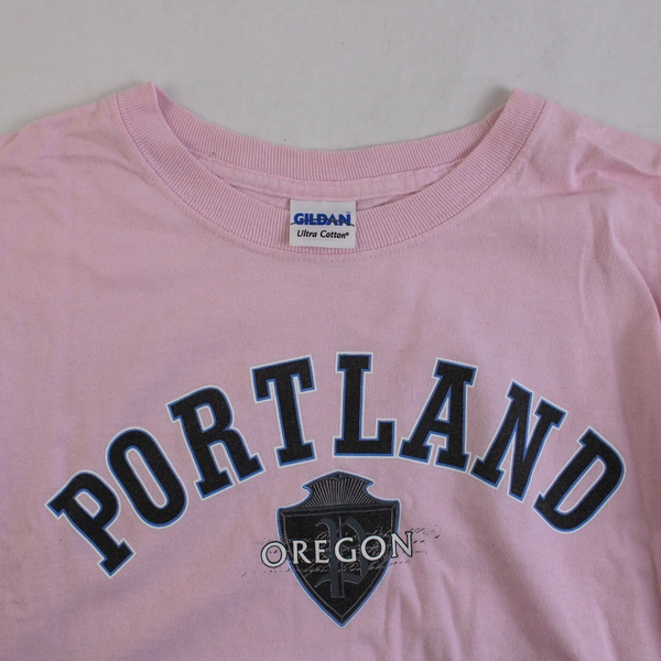 Gildan Ultra Cotton Pink Portland Oregon Long-Sleeved T-Shirt Adult Size Large
