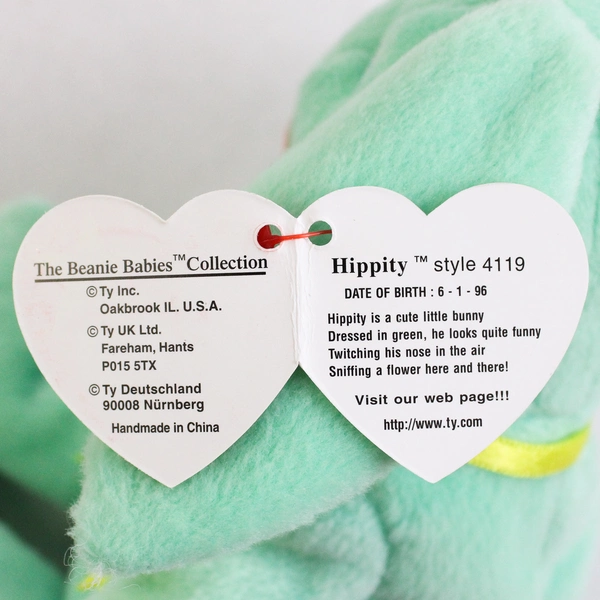 TY Beanie Baby Green Hippity Bunny Original Tag 1996 Style 4119