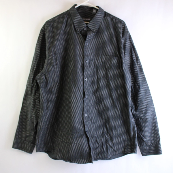 Van Heusen Classic Fit Black Cotton Blend Button-Down Shirt Men's XL 17-17 1/2