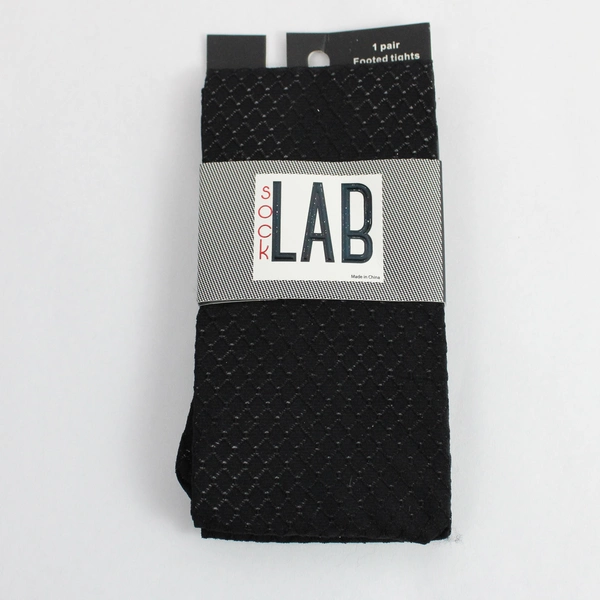 SOCK LAB Footed Tights One Pair Black Cut Out Diamonds Size M/L Style 105 NWT