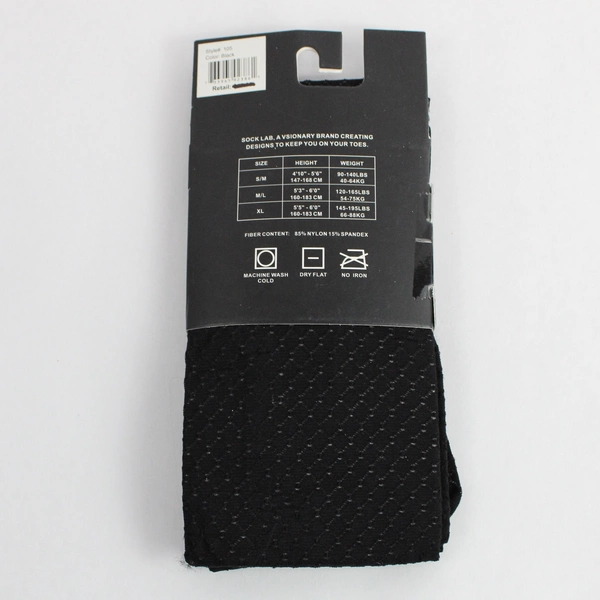 SOCK LAB Footed Tights One Pair Black Cut Out Diamonds Size M/L Style 105 NWT