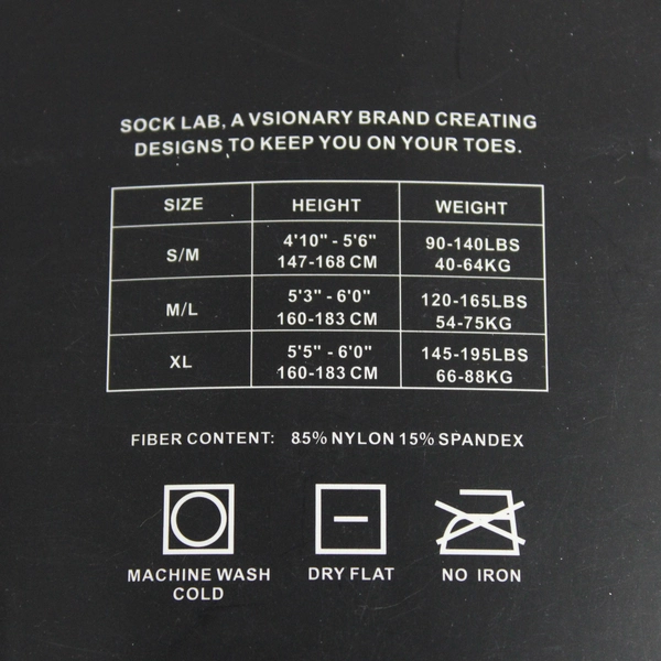 SOCK LAB Footed Tights One Pair Black Cut Out Diamonds Size M/L Style 105 NWT