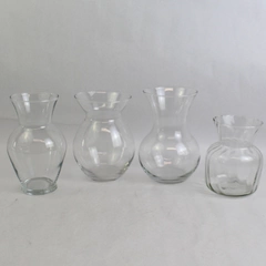 Lot of 4 Unmarked Clear Glass Flower Vases Home Decor