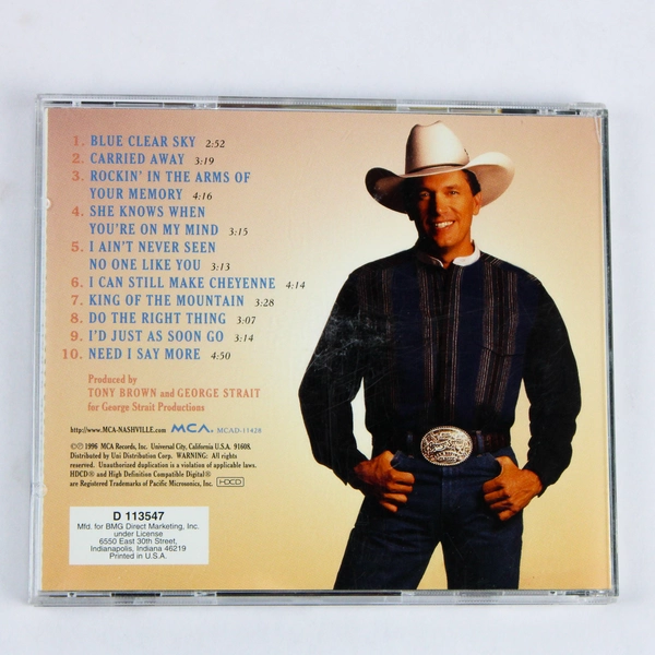 Music CD Blue Clear Sky by George Strait 1996 MCA Nashville