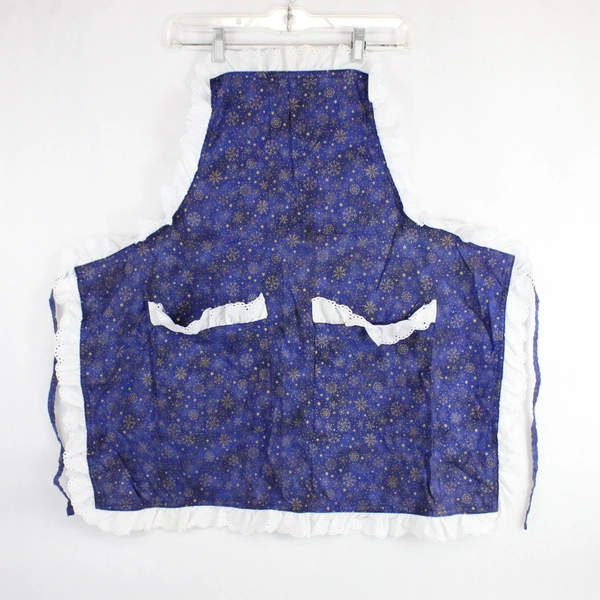Handmade Blue Snowflake Design Christmas Kitchen Apron