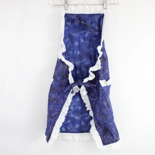 Handmade Blue Snowflake Design Christmas Kitchen Apron