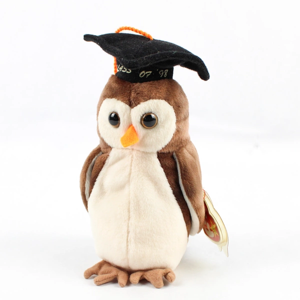 TY Beanie Baby Wise 1998 Brown Graduation Owl W/ Tag Plush Doll Toy