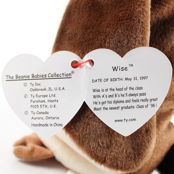 TY Beanie Baby Wise 1998 Brown Graduation Owl W/ Tag Plush Doll Toy