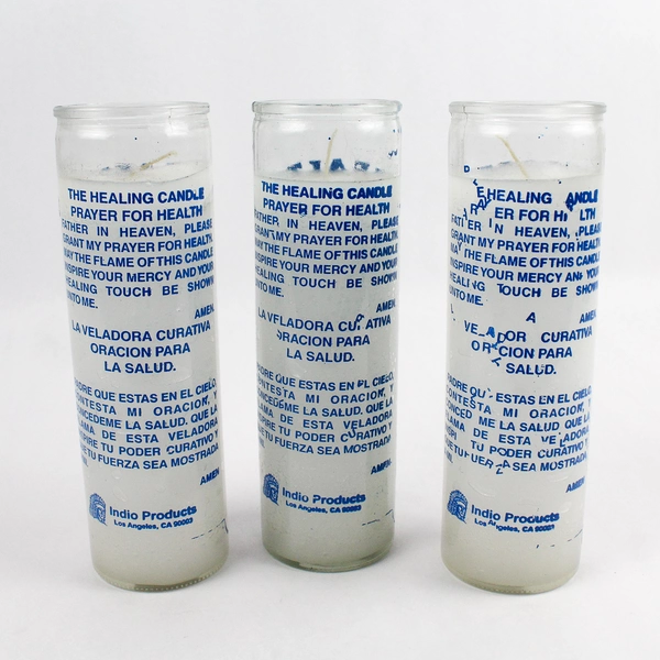 Lot of 3 Indio Products Health White Prayer Candles