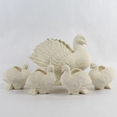 Set of 5 Unbranded Mother and Baby Doves Ceramic Bisque Vase Planters