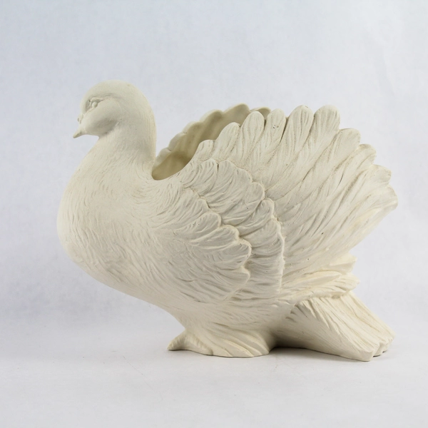 Set of 5 Unbranded Mother and Baby Doves Ceramic Bisque Vase Planters