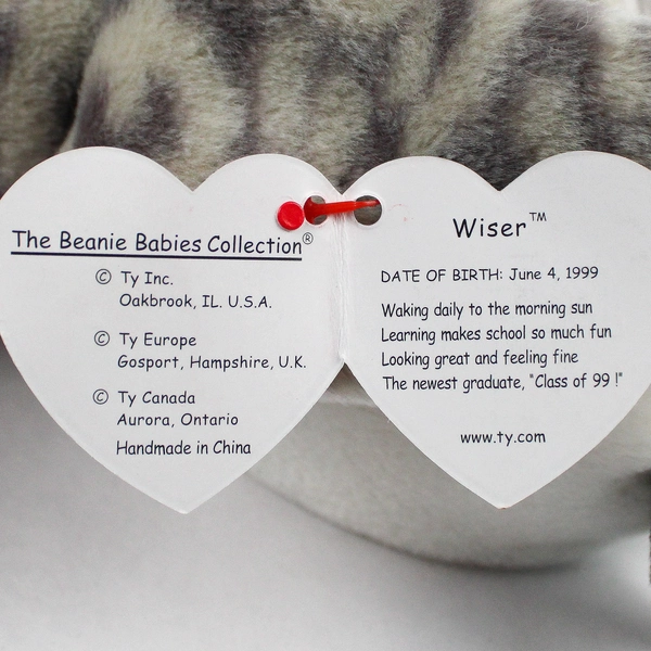 TY Beanie Baby Wiser 1999 Gray Graduation Owl W/ Tag Plush Doll Toy