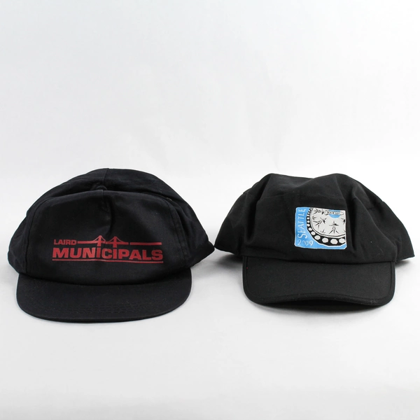 Lot of 2 Black Adjustable Baseball Caps - Seattle & Laird Municipals