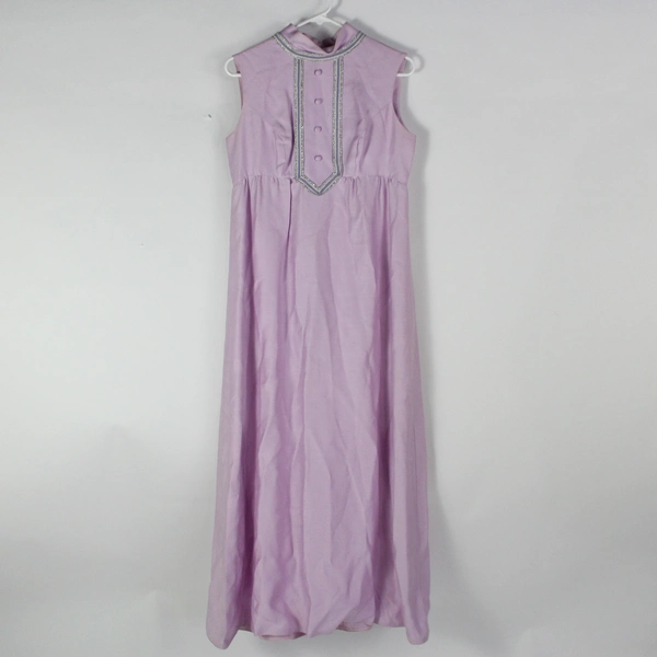 Vintage Handmade Lavender Purple Long Sleeveless Dress Women's Small Stains