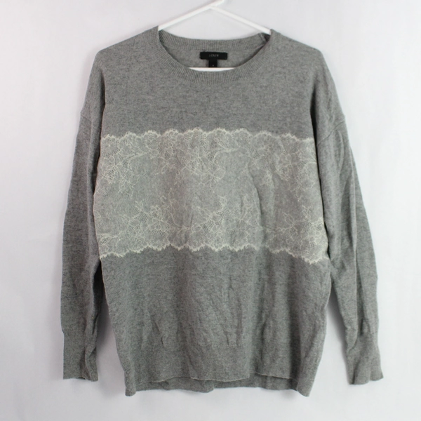 J. Crew Gray Long-Sleeved Knit Sweater Women's Size S - Pre-Owned, Tiny Stain