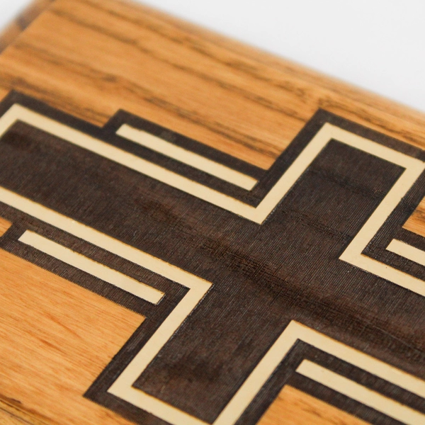 Wood And Brass Cross Plaque 9 x 4 inch