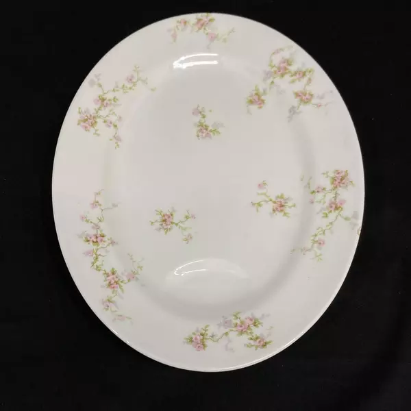 Vintage Theodore Haviland Oval Platter Pink Roses 11.5"x9" Chip
