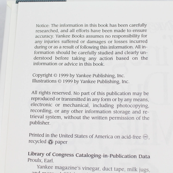 Vinegar, Duct Tape, Milk Jugs & More by Earl Proulx 1999 HC - DIY Tips Book