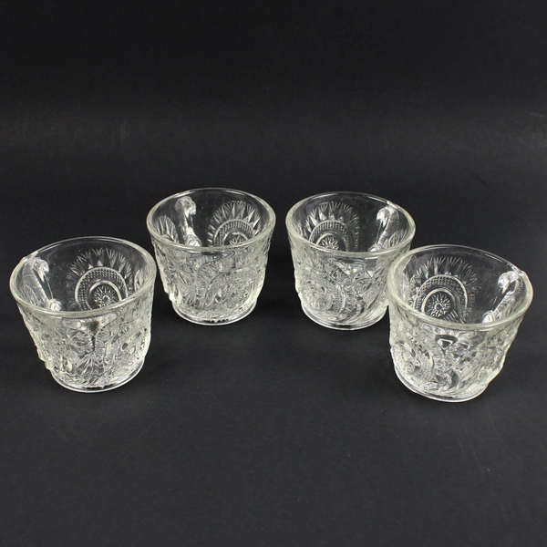 Set of 4 Vintage L.E. Smith Pinwheel and Stars Glass Punch Cups