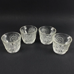 Set of 4 Vintage L.E. Smith Pinwheel and Stars Glass Punch Cups