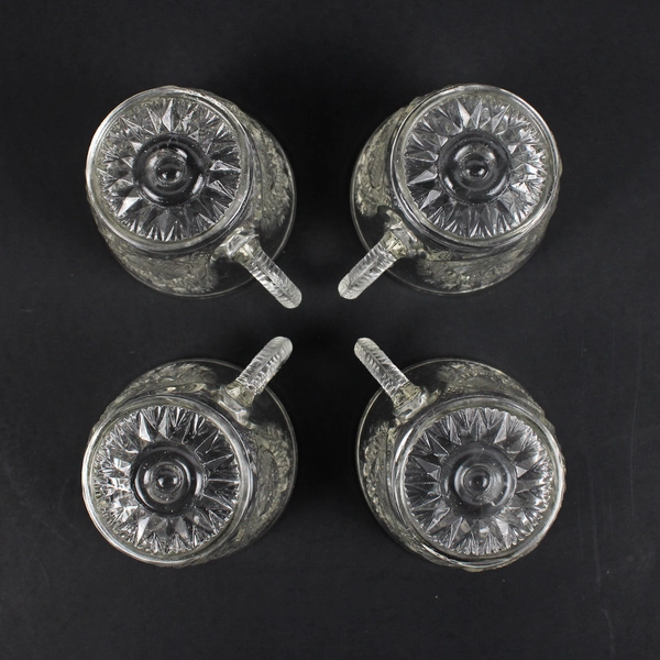 Set of 4 Vintage L.E. Smith Pinwheel and Stars Glass Punch Cups