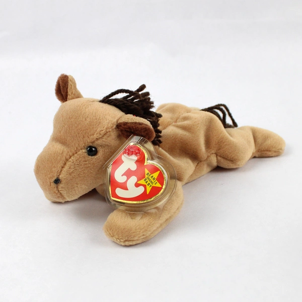 Lot of 2 TY Beanie Babies Derby 1995 Brown Horse Different Manes W/ Tag Plushy