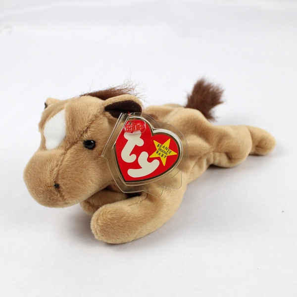 Lot of 2 TY Beanie Babies Derby 1995 Brown Horse Different Manes W/ Tag Plushy