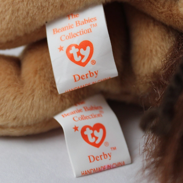 Lot of 2 TY Beanie Babies Derby 1995 Brown Horse Different Manes W/ Tag Plushy