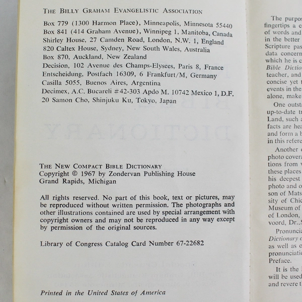 The New Compact Bible Dictionary Special Crusade Edition 1967 Paperback