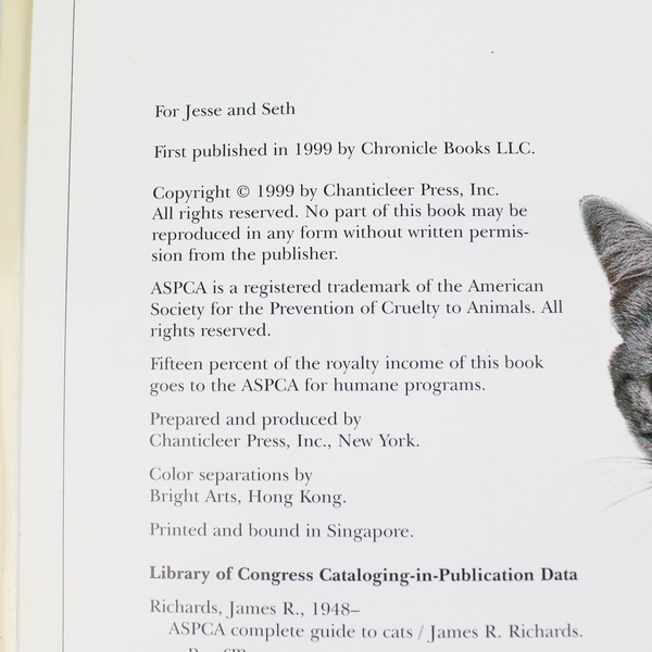 ASPCA Complete Guide to Cats by James Richards 1999 Chronicle Books SC