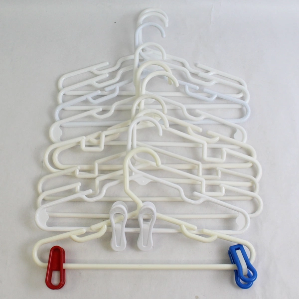 Lot of 10 Opaque White Plastic Children's Clothing Hangers Pants and Tops