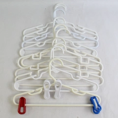 Lot of 10 Opaque White Plastic Children's Clothing Hangers Pants and Tops