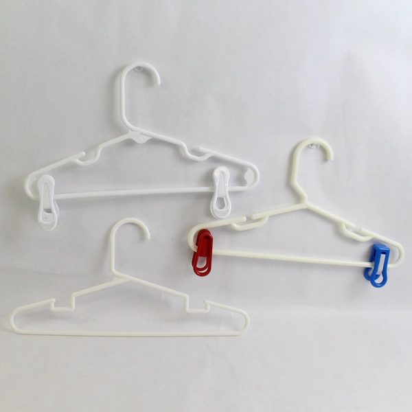 Lot of 10 Opaque White Plastic Children's Clothing Hangers Pants and Tops