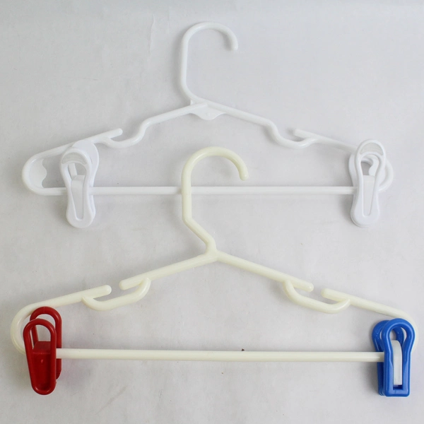 Lot of 10 Opaque White Plastic Children's Clothing Hangers Pants and Tops