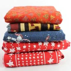 Lot of 5 Christmas Fabrics Holiday Craft Projects DIY Fabric Cutters