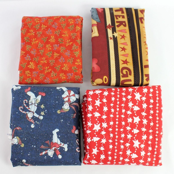 Lot of 5 Christmas Fabrics Holiday Craft Projects DIY Fabric Cutters
